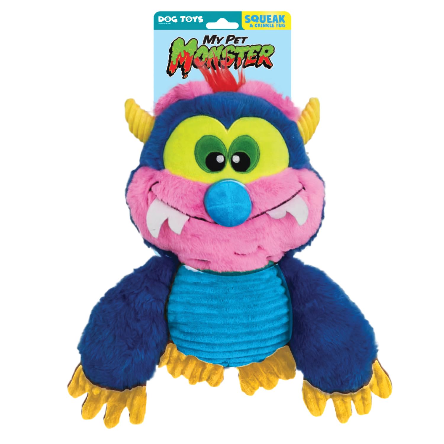 Hasbro My Pet Monster Plush Dog Toy, 10-Inch Squeaker and Crunch Interactive Toy, Blue