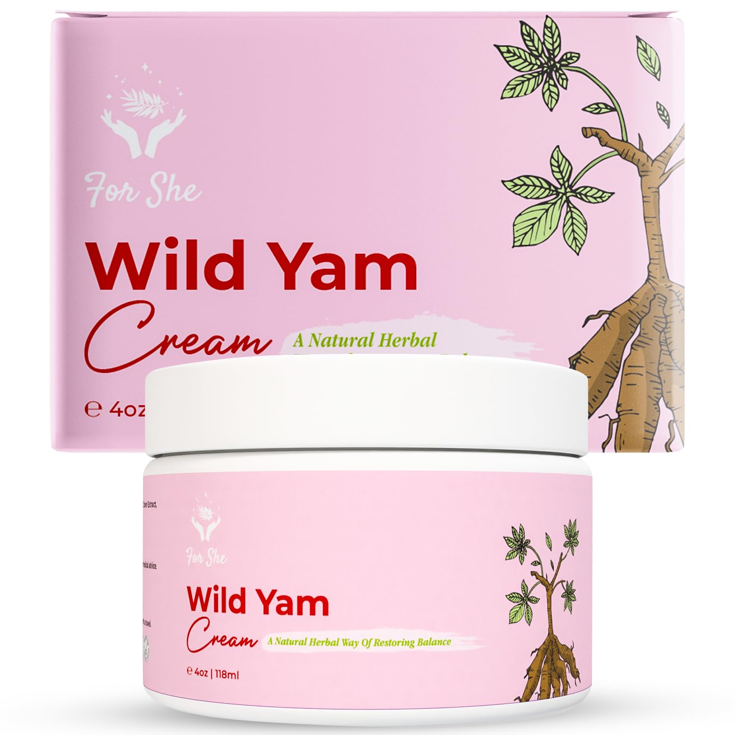 Wild Yam Cream, Natural Relief for Menopause Symptoms and Hormone Balance, Vegan, Enriched with Red Clover Extract