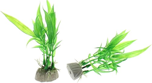 Miniatura 8 de OZXNO 4 piezas de plantas de plástico artificiales verdes para pecera, decoración de acuarios de peces (morado)