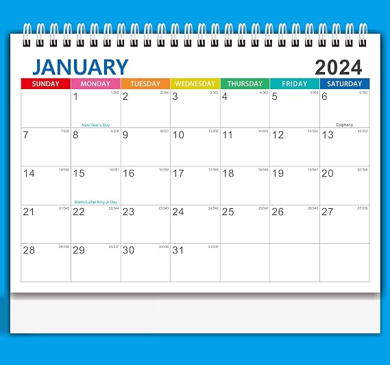 2024 Desk Calendar, Standing Desk Calendar, Jan 2024 - Dec 2024 Flip Desktop Calendar, 9''7.3'' Desk Calendar Small Monthly Desk Calendar for Home, Office and School - Large Flower