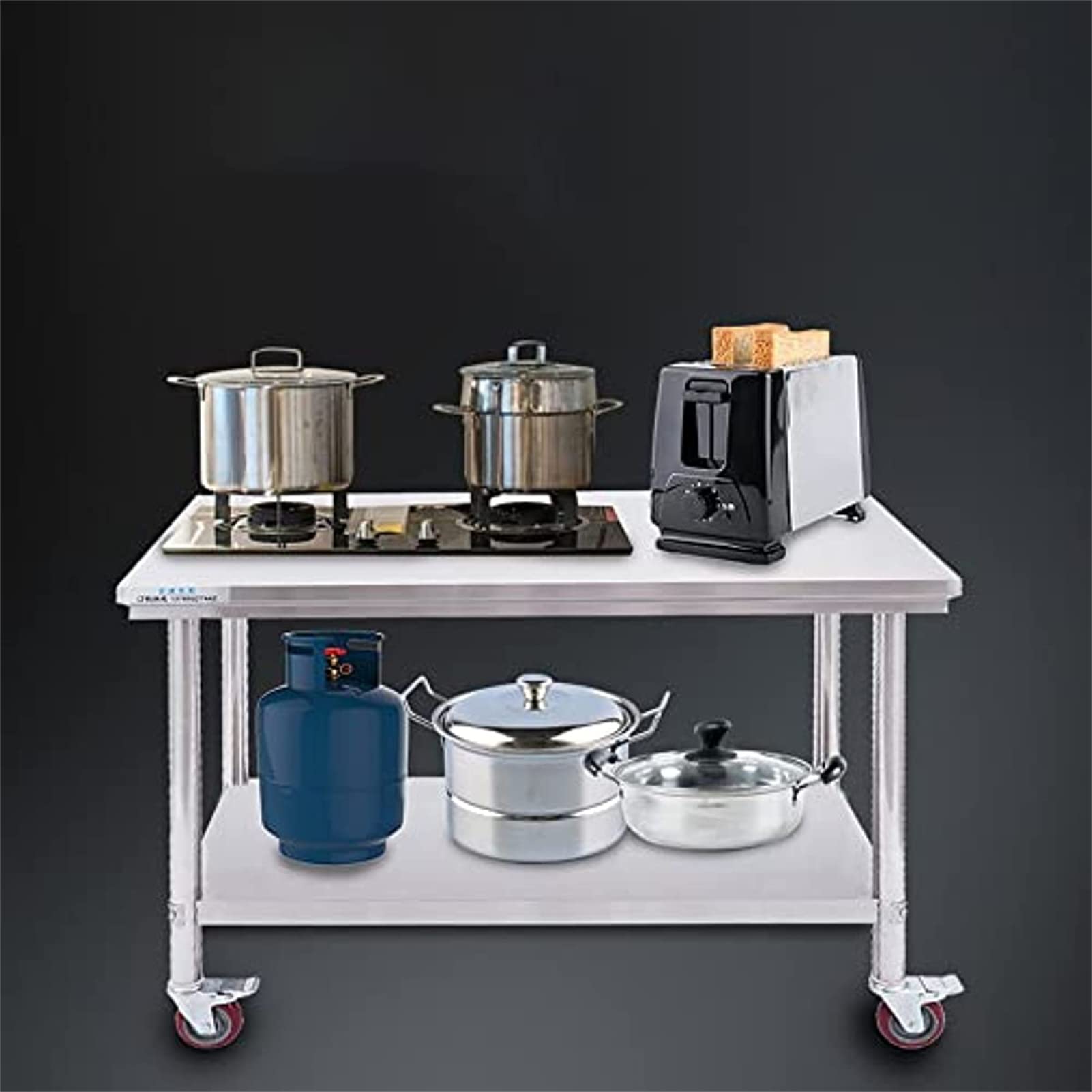 Carrello da portata all'aperto con carrello per barbecue, forno per pizza e stazione da cucina all'aperto, perfetto per feste all'aperto e picnic, tavoli portatili da esterno (80 x 48 x 78 cm)
