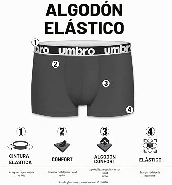 UMBRO Men's Cotton Boxer Briefs, Men's Underwear, Comfortable, Soft (Lot of 4)