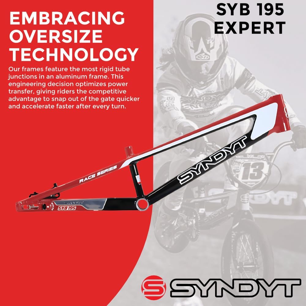 195 Expert BMX Racing Bike Frame – 19.5” Top Tube, 6061-T6 Aluminum (2.98 lbs), Tapered 38/42 Head Tube,Standard Euro BB, 10/15 mm Hubs, 140mm Disc Brake, Chain Tensioners - Bicycle Frame