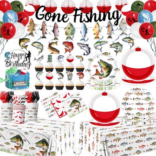 Décoration anniversaire pêche Ofishally One kit complet pour 24 invités