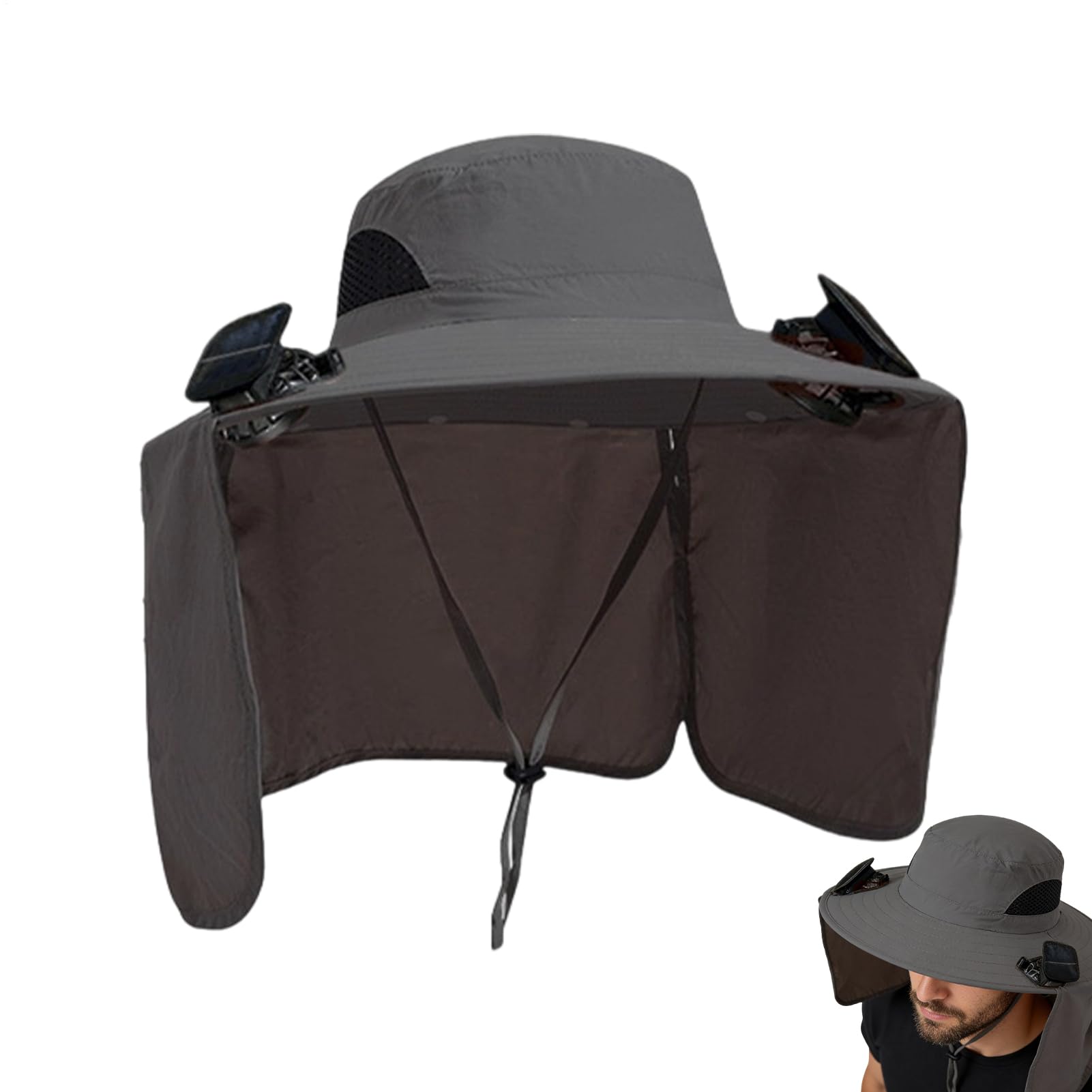 Gorra con Ventilador,Protección UV y Tejido Transpirable - Sombreros Plegables para Hombre con 2 Ventiladores Solares,para Hombre Jardinería Senderismo Viajes Playa Aire Libre