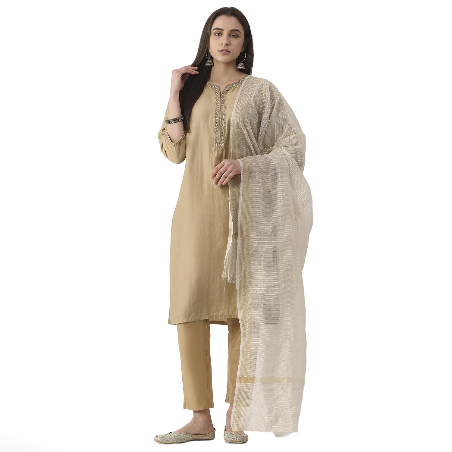biba Women White Nylon Viscose Dupatta_FREE SIZE-picture-31