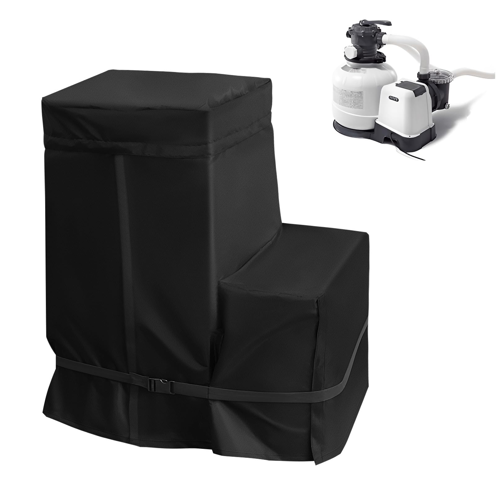 Cubierta Bomba Piscina, 25.9 x 24.4 x 28.3 Pulgadas Sistema Filtro Arena Bomba Piscina, Cubierta Impermeable para Bomba Filtro 14-16 Pulgadas, 420D Oxford Tarpaulina Completa para Jardín
