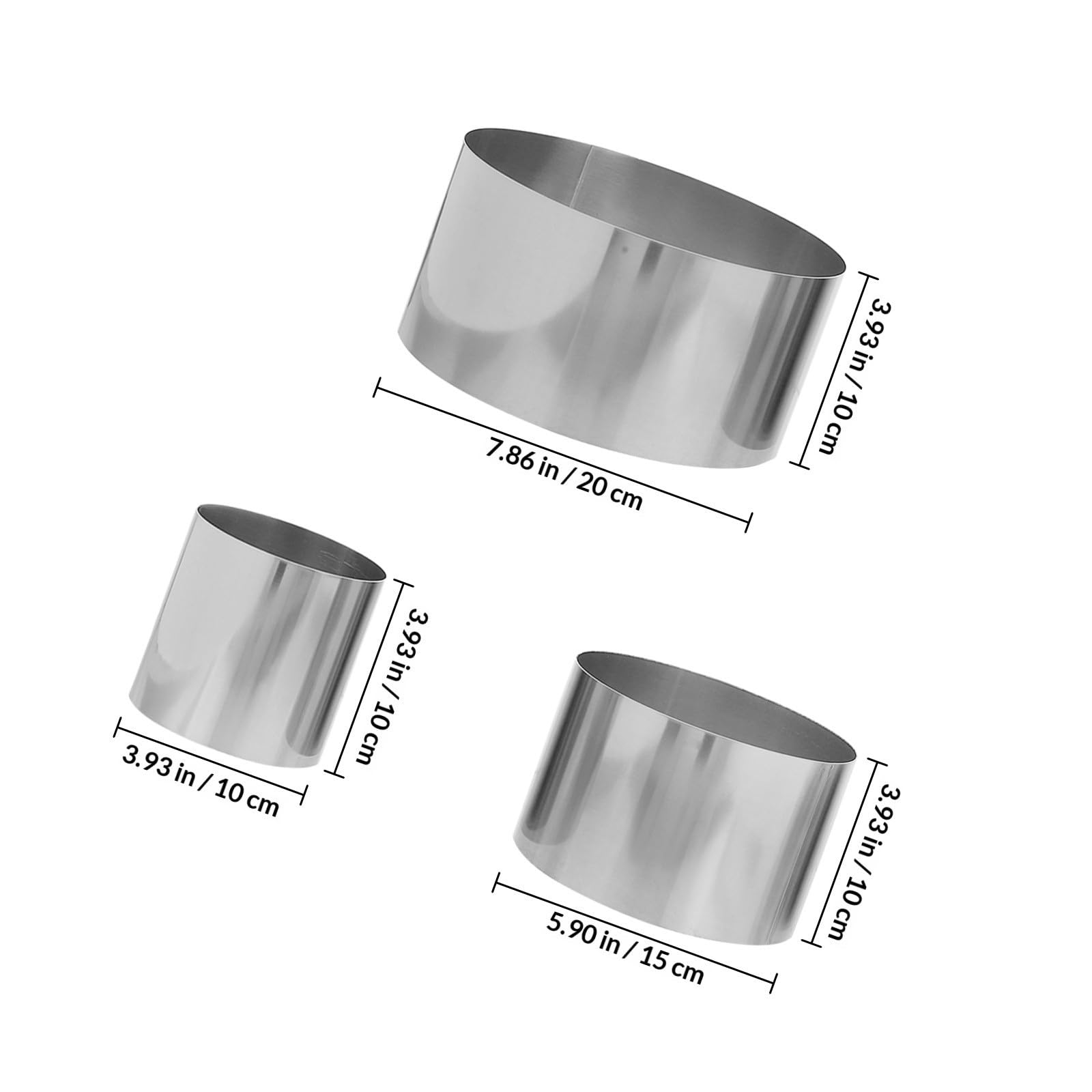 Gadpiparty Molde Redondo para Decorar Pasteles de Acero Inoxidable 3 Piezas Altura de 10cm, Anillos para Hornear Ideales para Fiestas y Repostería Casera
