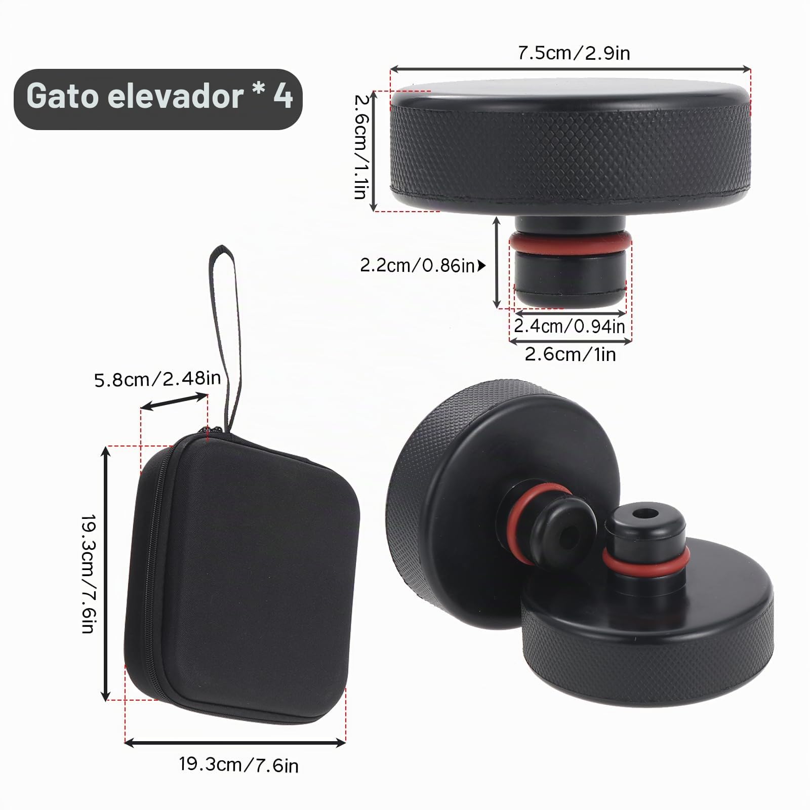 Almohadillas de gato para Tesla Model 3/Y/S/X, almohadilla de gato de elevación compatible con Tesla Model 3/S/X/Y, almohadilla de gato de goma apta para Tesla con bolsa de almacenamiento (QJDD