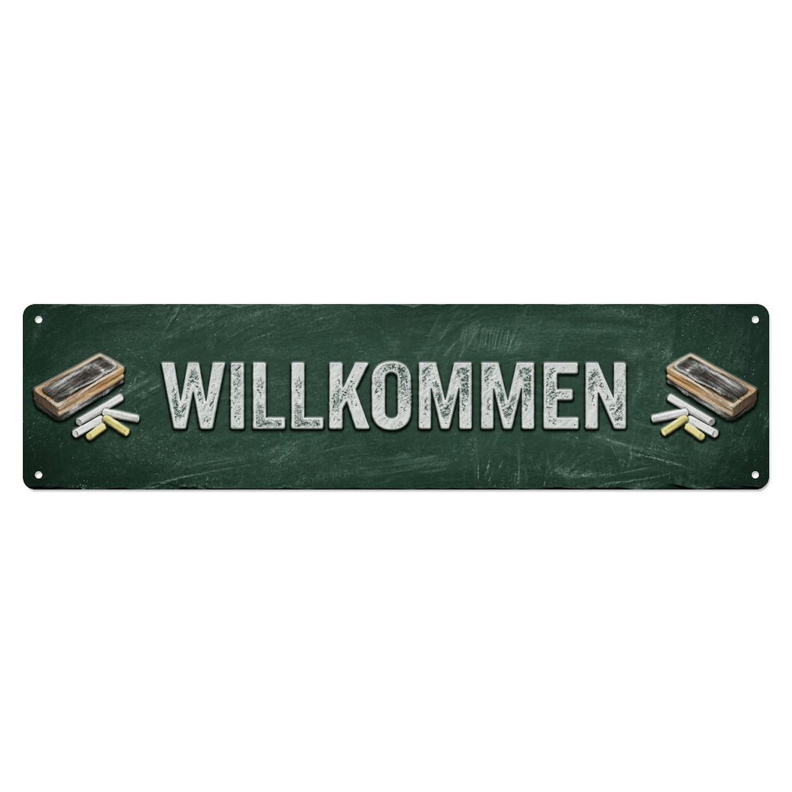 Chalkboard Slate School Texture Welcome Metal Tin Sign