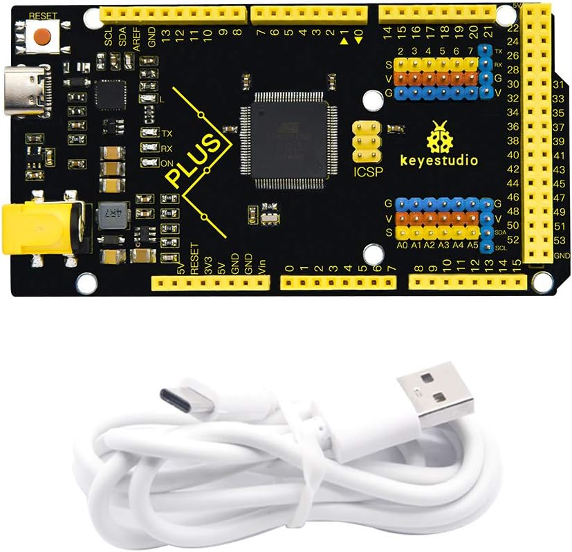 Mega Plus 2560 R3 Board for Arduino with Type-C USB Cable, 2A Output, More Powerful MCU Contoller Board