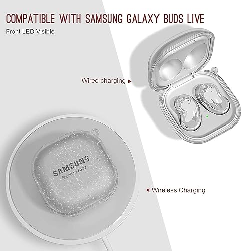 Miniatura 4 de AIIKO Funda compatible con Galaxy Buds 2 Pro 2022Galaxy Buds 2Pro Case 2021Galaxy Buds Live Case 2020 Funda protectora transparente de TPU suave a