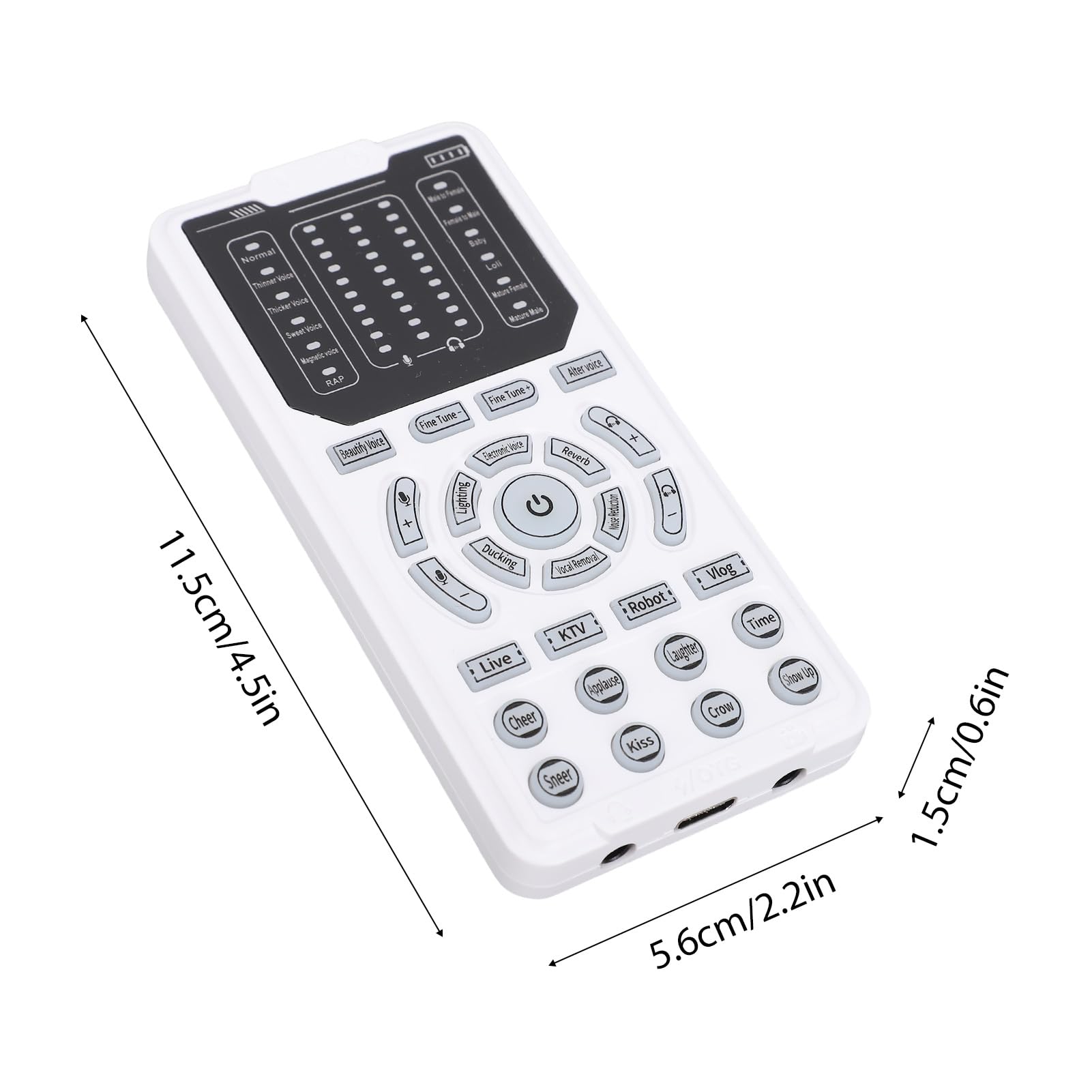 Fockety Cambiador de Voz para Adultos, Tarjeta de Sonido Portátil con 15 Modos de Voz, Indicadores LED de Reducción de Ruido Dispositivo de Cambiador de Voz para Hombres para Hombres