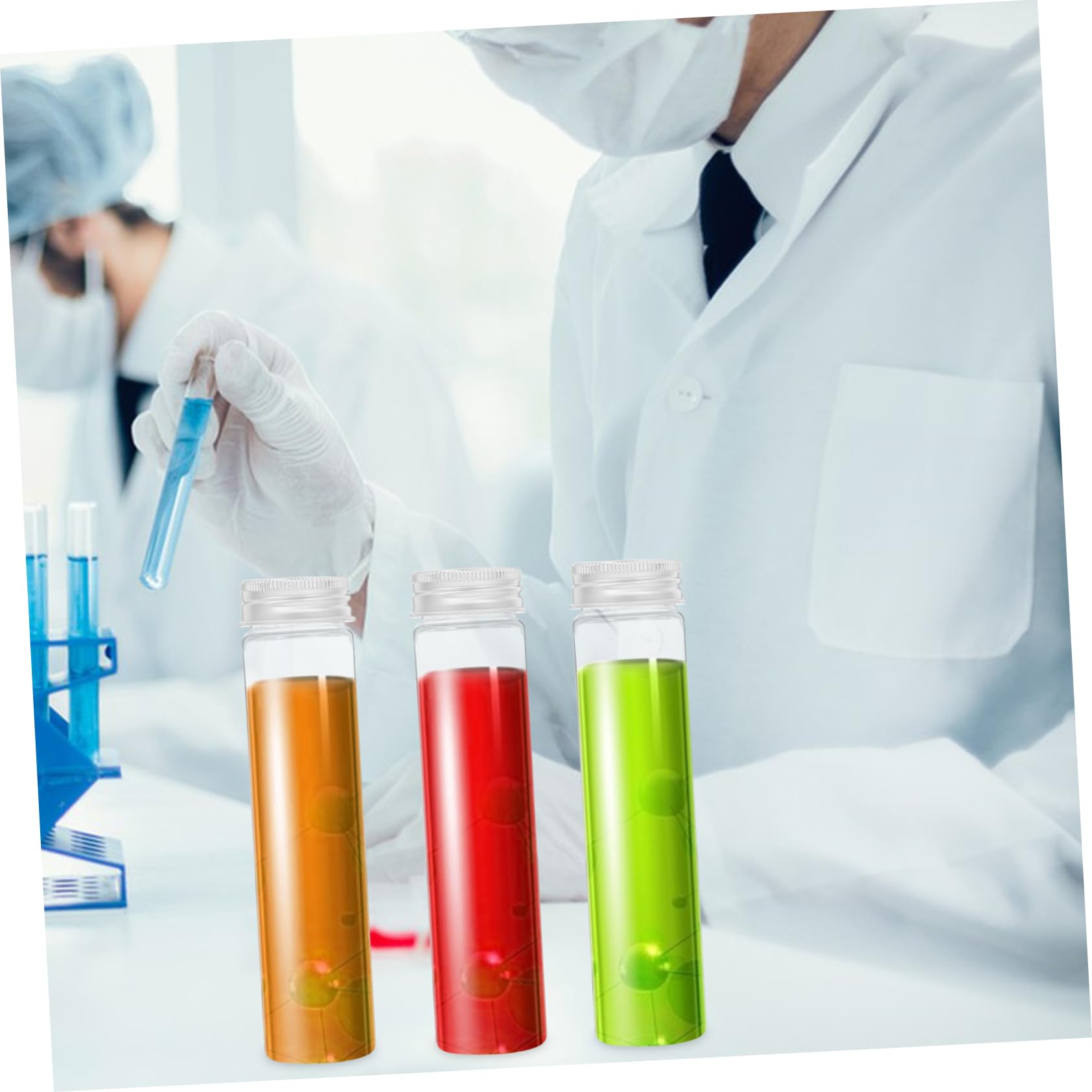 Unomor 16ct Plastic Vials Screw Caps 110ml 151 Tubes Leakproof for Chemistry Pharma Experiments