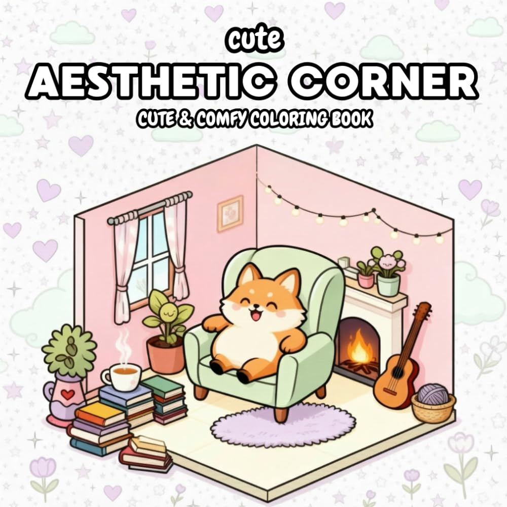 Cozy Aesthetic Corners: Super Cute Rooms & Everyday Moments Coloring Book for Adults and Teens | Bold & Easy Cozy Designs for Relaxation