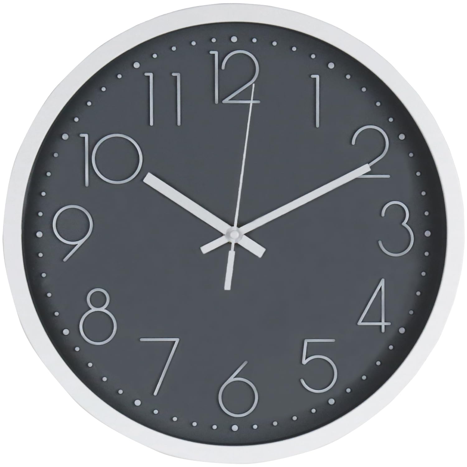 Homkeen Wall Clock Battery Operated Silent Non-ticking Wall Clock Modern Quartz Design Large Number Round Clock 12 Inch