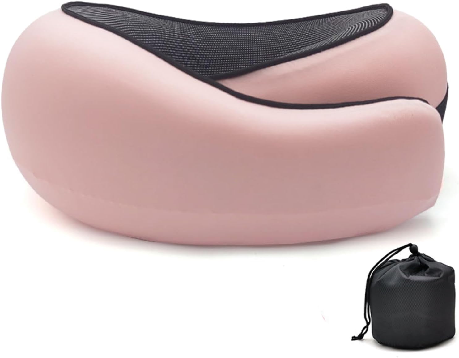 Rayson Oreiller de Voyage en Mousse Mémoire Oreiller Ajustable Soutien Cervical pour l’Avion, la Voiture, Le Bureau, Sac de Rangement Inclus,Rose