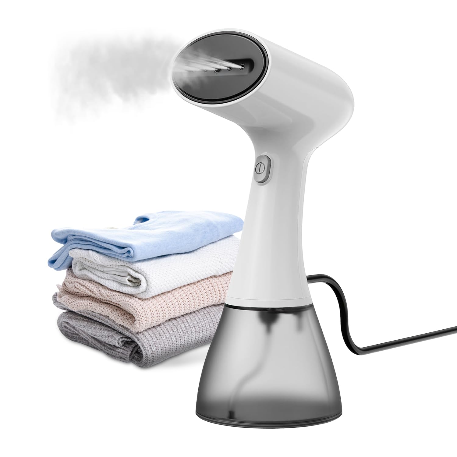 スチームアイロンハン 新型400ml ディースチーマー 1100W 強力スチーム 秒立ち上がり20秒瞬時加熱大容量タンク 衣類・カーテン・ソファ対応 360°漏れ防止 自動オフ 家庭・出張・旅行用 衣類スチームアイロン 2025（接地付き三脚プラグ）