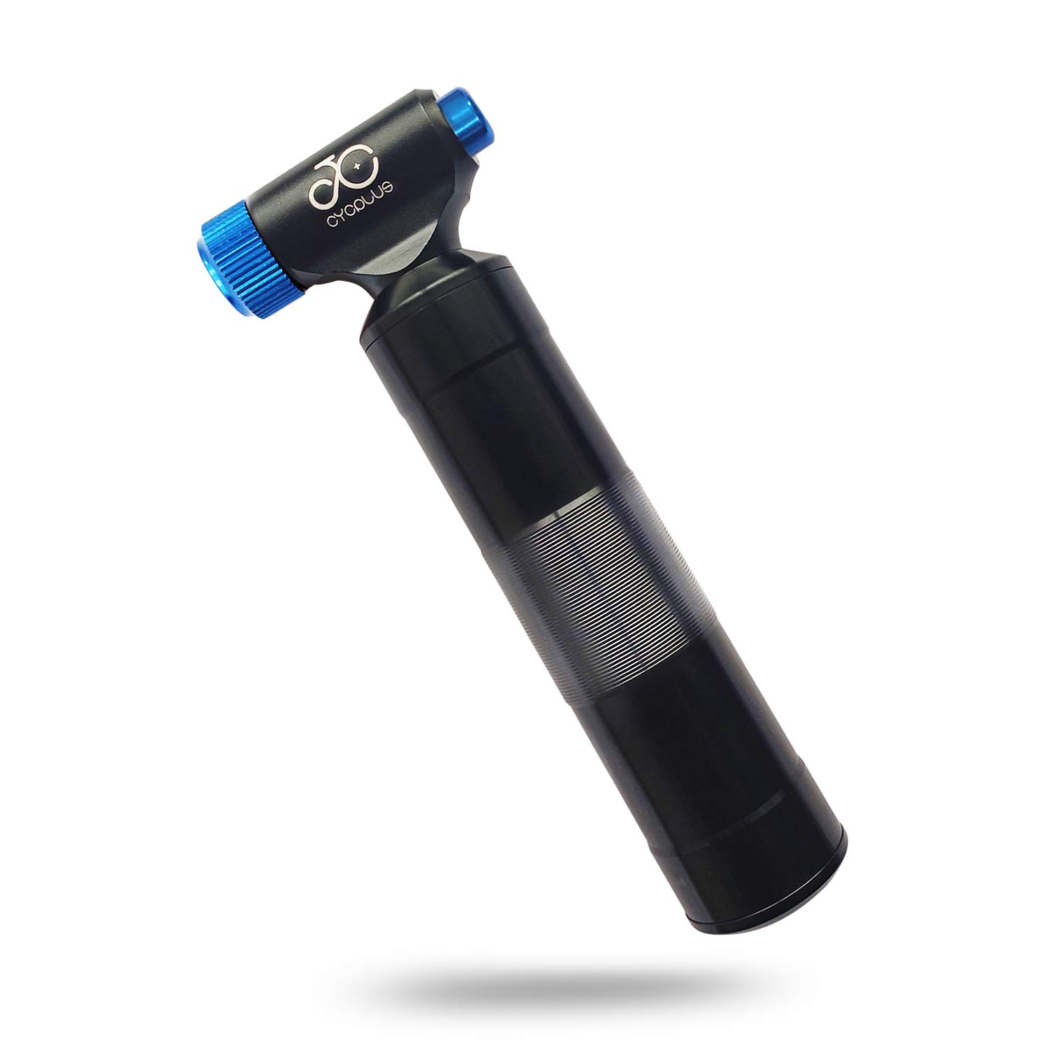 CYCPLUS CO2 Inflator with Cartridge Storage Canister Quick & Easy Presta and Schrader Valve Compatible Bicycle Tire Pump for Road and Mountain Bikes No CO2 Cartridges Included A21 Blue