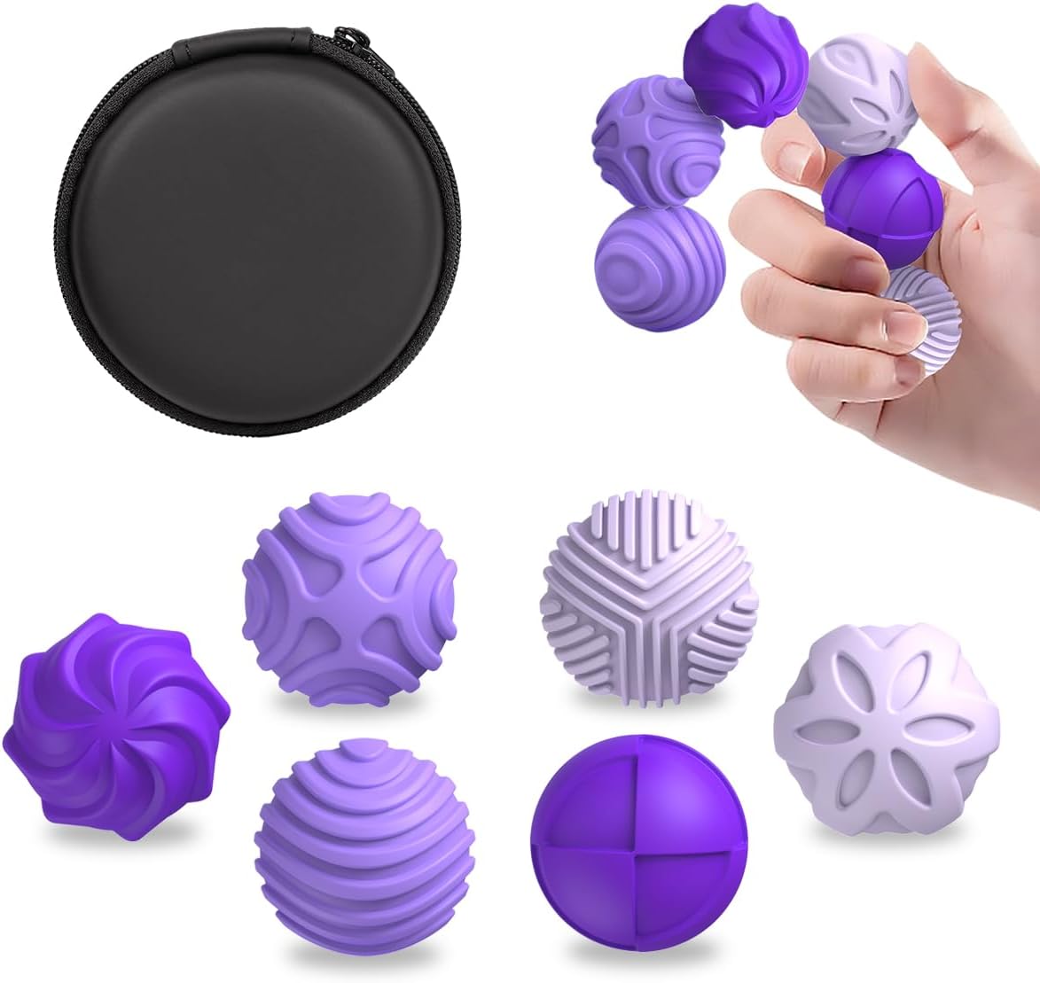 Magnetic Silicone Balls Fidget Toys for Adults Teens，6PCS Stress Relief Sensory Toys for Autism ADHD Anxiety, Calming, Fun Office Desk Textures Toy, Chritmas Birthday Gifts for Women, Men (Blue)