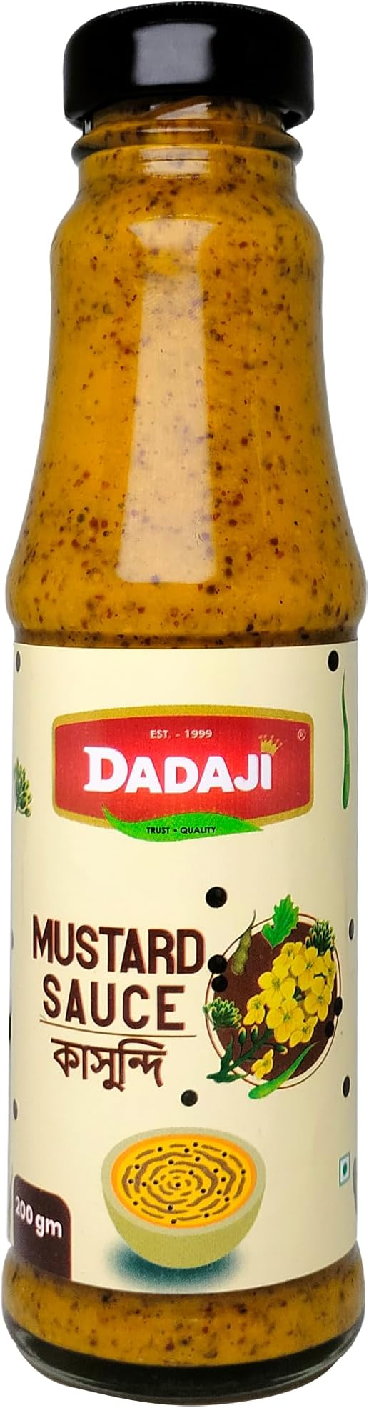 Dadaji Bengal Mustard Kasundi Sauce 200g | Authentic Bengali Kasundi Dip | Traditional Vegan Indian Condiment | Spicy Tangy Mustard Paste | Premium Glass Bottle Pack | Ideal with Fish Fry, Snacks, Sandwiches & Rolls