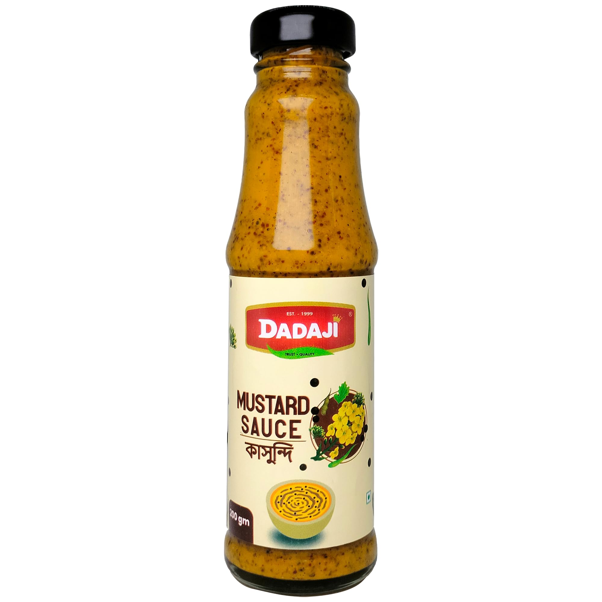 Dadaji Bengal Mustard Kasundi Sauce 200g | Authentic Bengali Kasundi Dip | Traditional Vegan Indian Condiment | Spicy Tangy Mustard Paste | Premium Glass Bottle Pack | Ideal with Fish Fry, Snacks, Sandwiches & Rolls