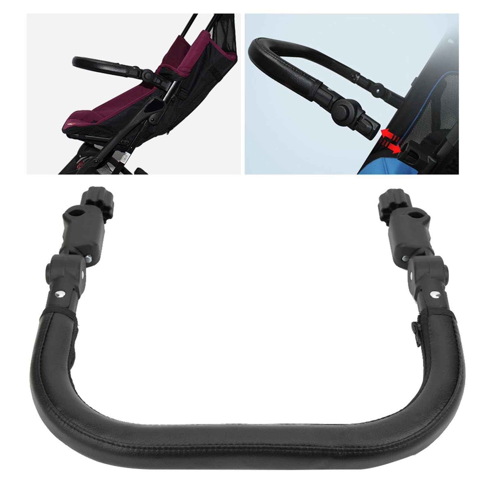 Yctze Barra per Pancia per Passeggino, Bracciolo Universale Regolabile per Passeggino con Rivestimento in Pelle PU, Maniglia per Maniglione Comfort di Sicurezza per Neonati, Ideale per Passeggini,
