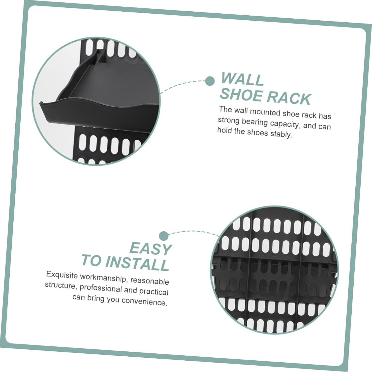 Wall Mounted Shoe Rack No Punching Slipper Organizer Easy Install Adhesive Design Space-Saving Storage for Bathroom Entryway and Living Room Versatile Slipper Holder Black Large