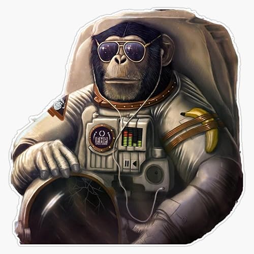 Calcomanía de vinilo divertido de astronauta espacial de mono, 5 pulgadas