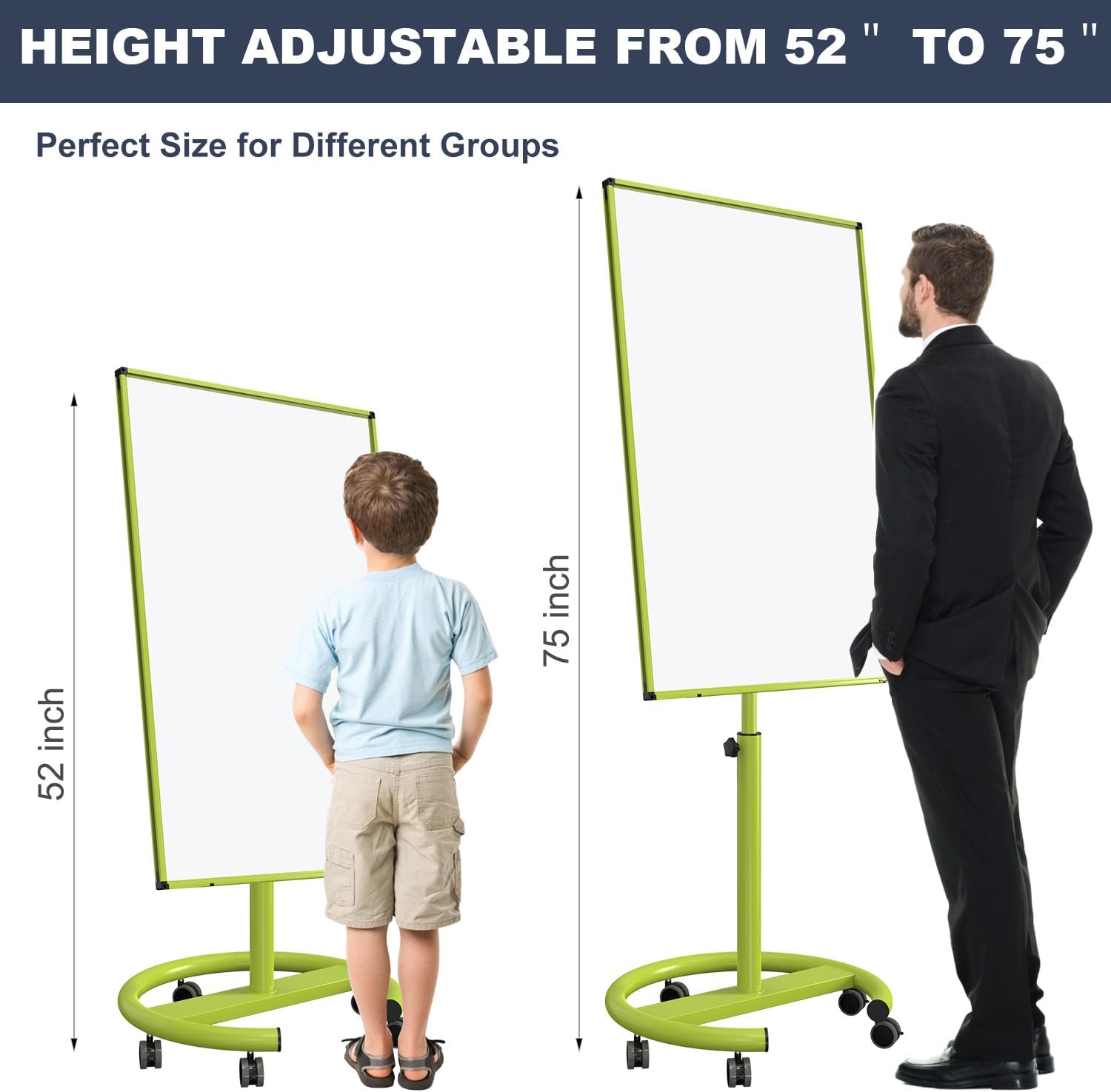White Board on Wheels, 40x26 Inches Dry Erase Board with Stand, Magnetic Mobile Whiteboard, Portable Standing Dry Erase Board for Classroom, School, Office, Home, Teacher, with Flip Chart Paper