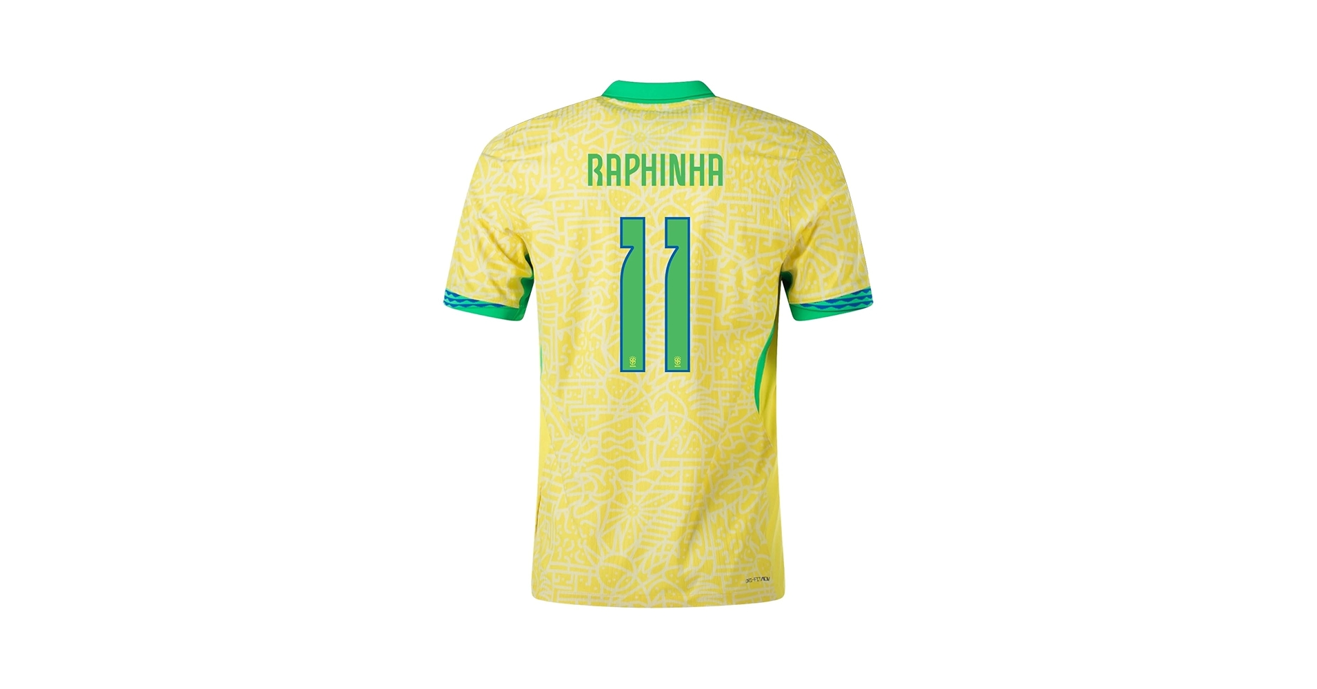Camiseta Raphinha #11 Brazil Home Soccer 2024, Amarelo, XGG