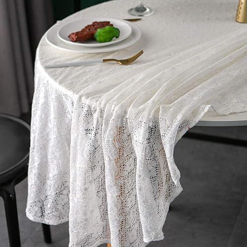 Miniatura 10 de Classic Collection - Mantel de encaje de ganchillo de algodón, a prueba de polvo, para mesa de bufé, cena de vacaciones, fiestas, banquetes,