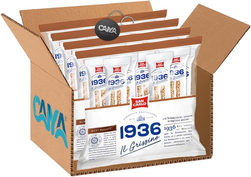 San Carlo Grissino 1936 Semi Rustici con Semi di Lino Sesamo Papavero 480g (2024) [CAIYA® BOX da 4 Confezioni]