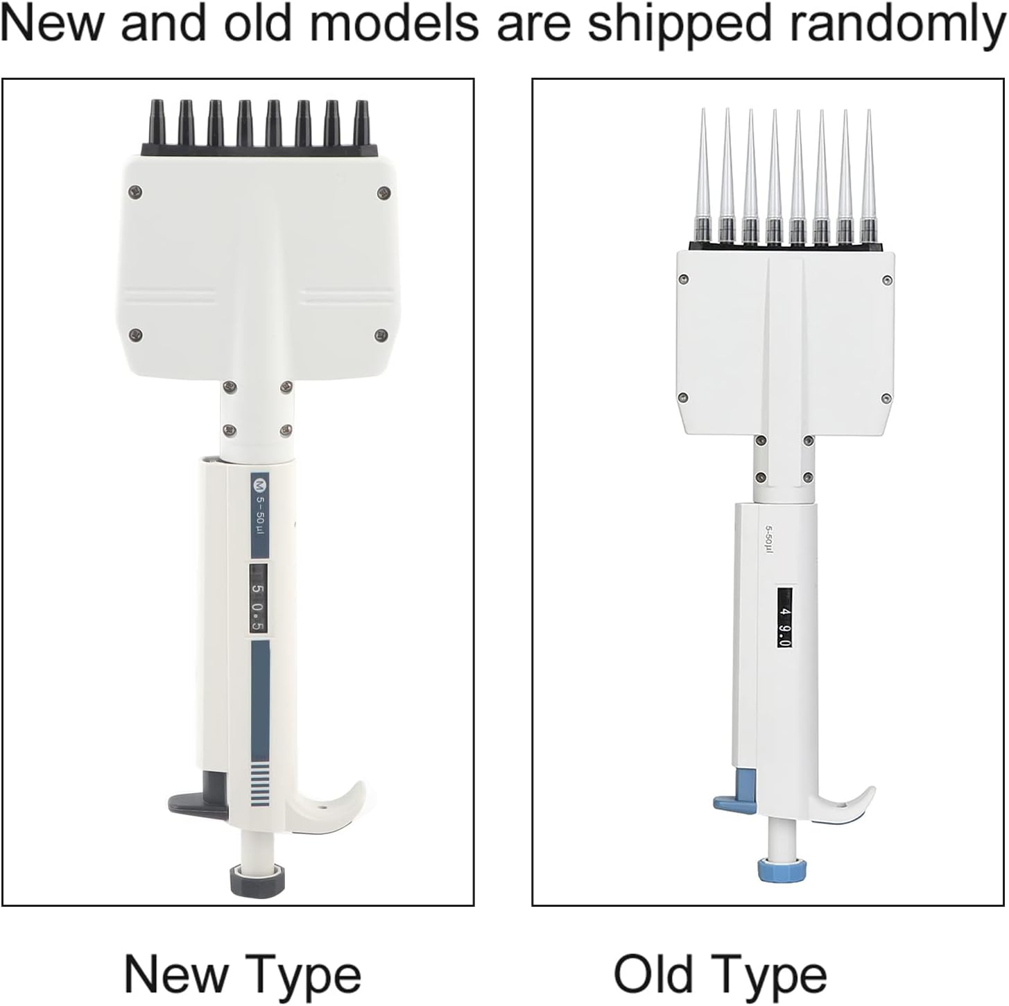 8 Channel Multichannel Pipettes, 5-50uL Adjustable Variable Volume Multi Channel Micropipette Plastic Pipettes Adjustable Pipette with 8 Channels for Scientific Lab and School
