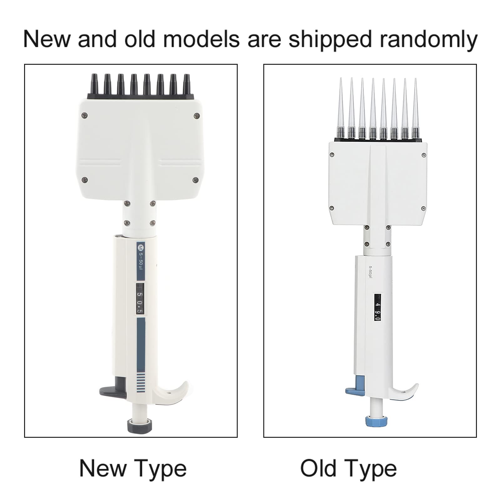 TOPINCN Manuelle 8-Kanal-Pipette mit Variablem Volumen, 5–50 μl, Pipette mit Austauschbarer Kolbenabdeckung für Präzise Flüssigkeitsübertragungen, Laborgerät