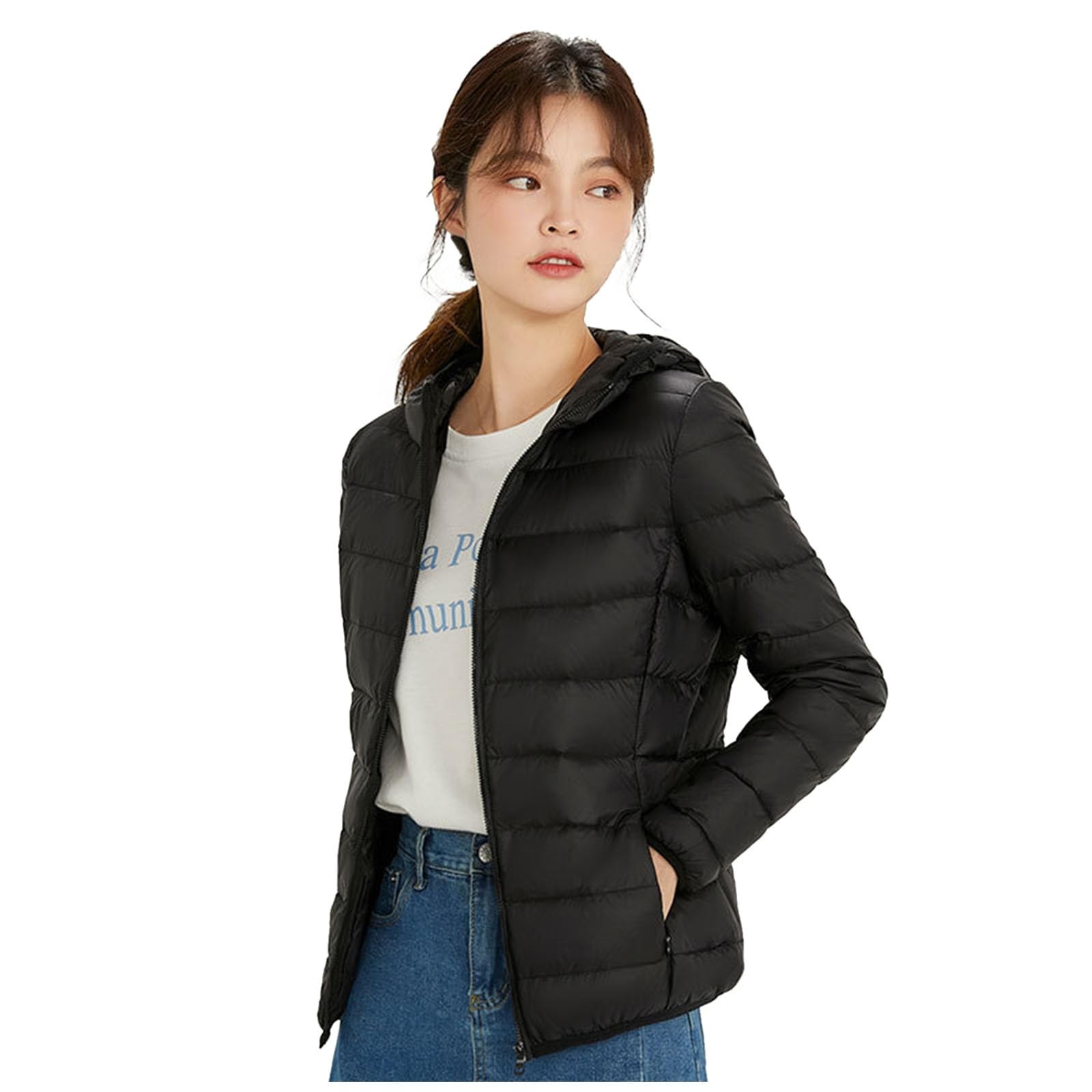 Giubbino Donna Invernali Piumino, Giacca Trapuntata Donna Curvy Trapuntata Antivento Imbottito Giacca Caldo Leggero Invernale Manica Lunga Casual Impermeabile Cerniera Cappotto Per Tempo Libero
