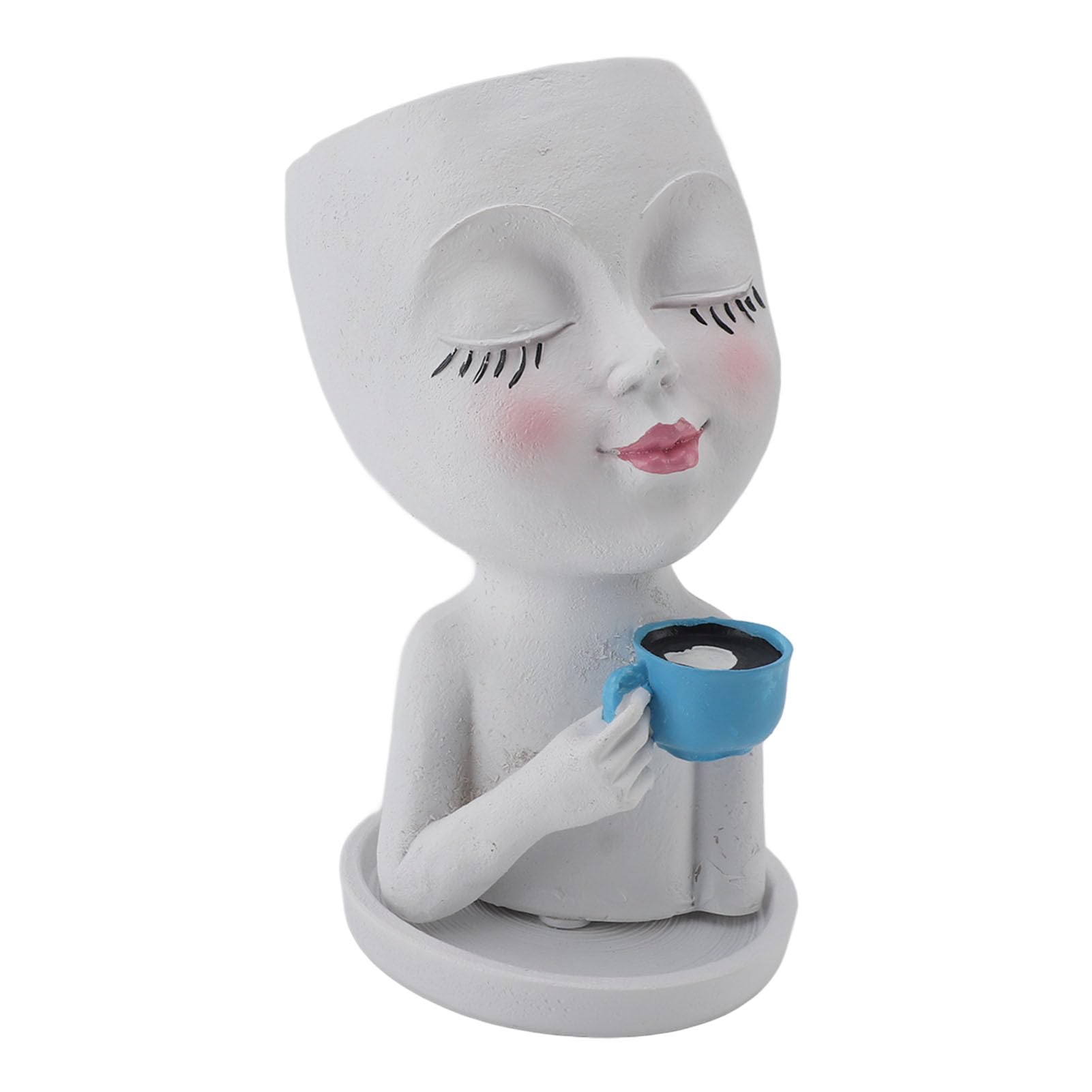 Pot de fleur succulent blanc en résine avec design créatif de visage mignon
