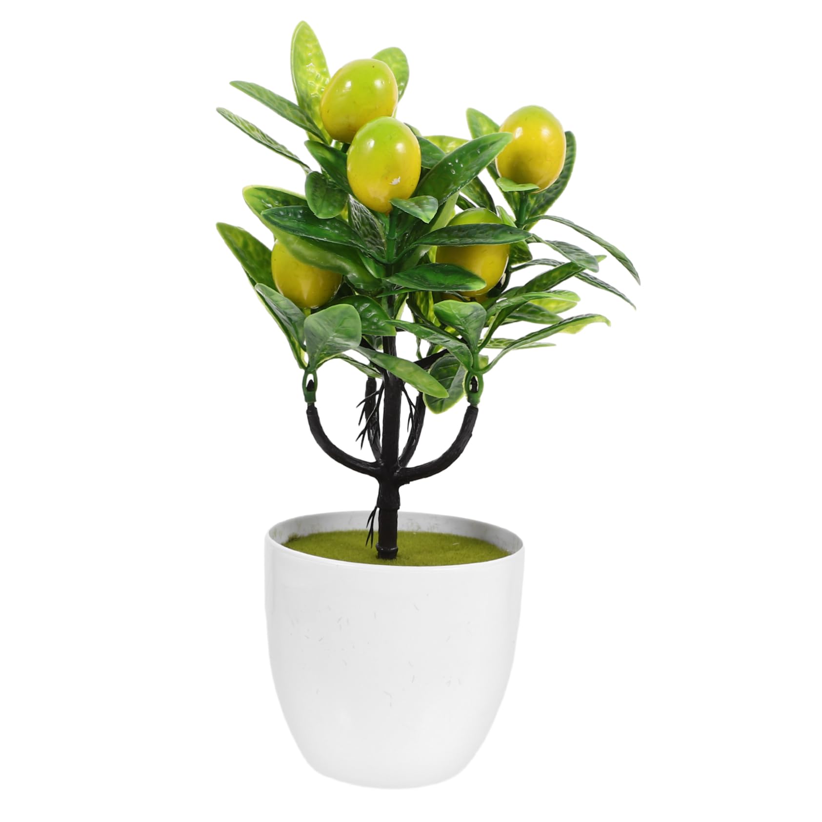 BESPORTBLE 2pcs Artificial Lemon Tree Plant Decor Fake Green Pot Plants Flowers Ornaments Mini Potted Fruit Stems Decor in for Home Office Decorations