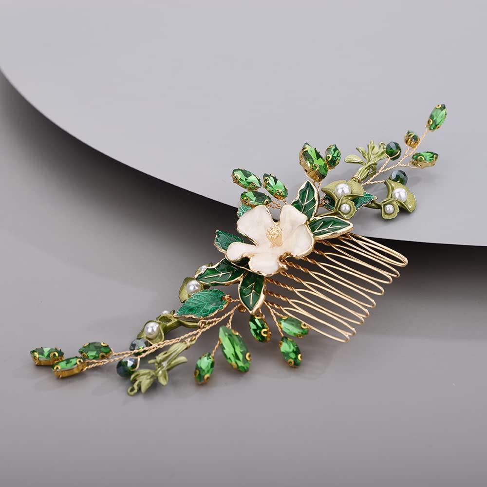 Green leaf Flower Hair Piece Bridal Hair Comb for Bride Bridesmaid Bride Hair Accessories Wedding Headband