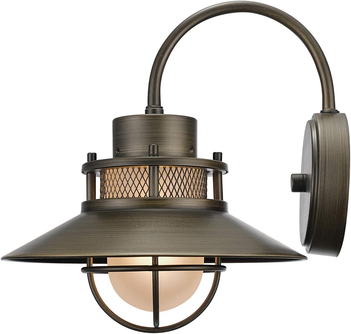 Globe Electric Liam 1-Light Outdoor Indoor Wall Sconce, Bronze, Frosted White Glass Shade,44097, Bulb Not Included