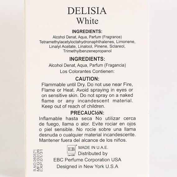 White Womens Perfume Eau de Parfum Peach Citrus Floral Musk Scent 100ml / 3.3 fl oz