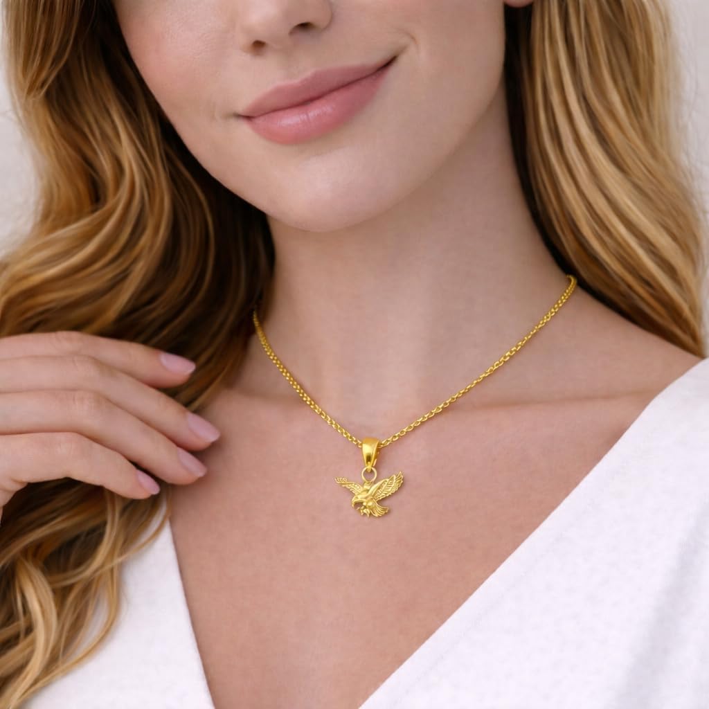 Gold Bald Eagle Charm Pendant - 10 Karat Gold - American Bald Eagle Jewelry - Patriotic Eagle Necklace Jewelry