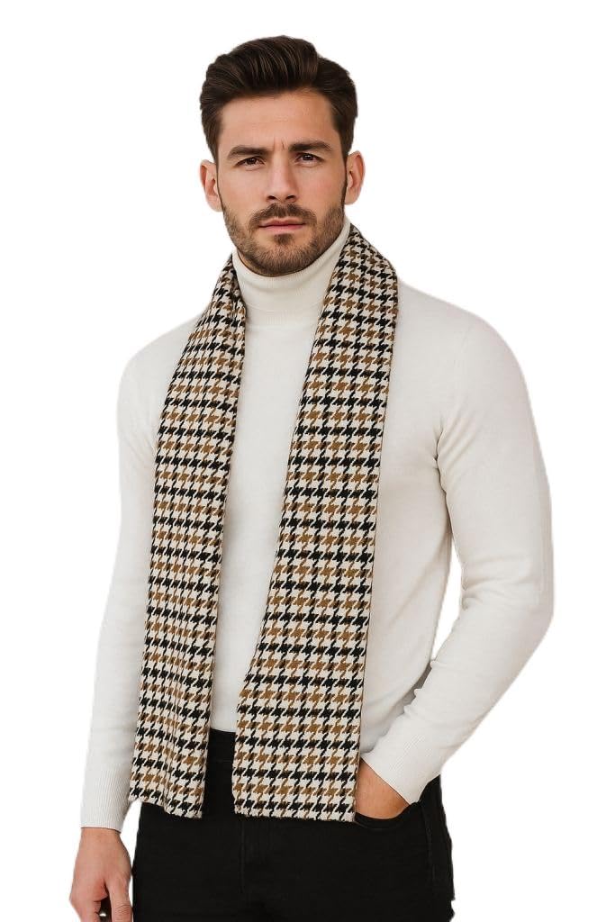 Men’s Soft Woven Winter Muffler – Classic Houndstooth Pattern-image-18
