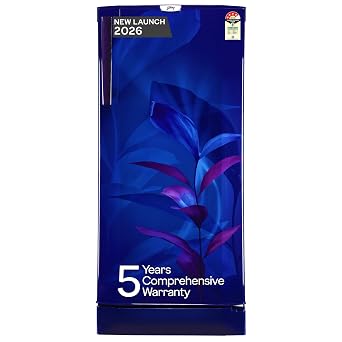 Godrej 185L 4 Star Single Door Refrigerator with 24 Days Farm Freshness, Advanced Inverter Technology Jumbo Vegetable Tray, Toughened Glass Shelves & 5 Years Warranty (RD 195DN TAI MN BL, Marine Blue)