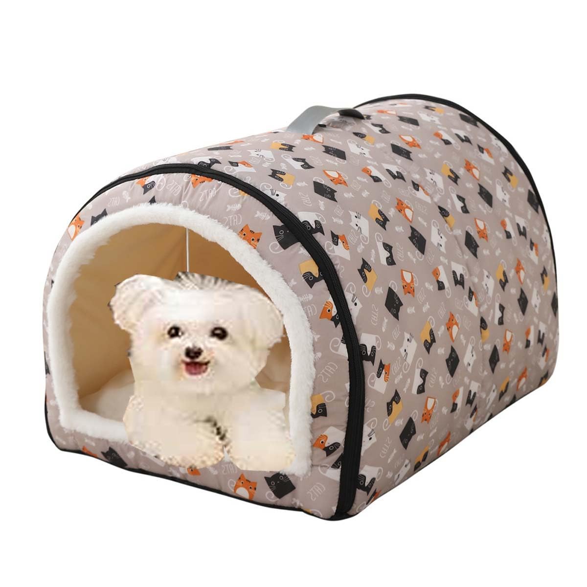 Niche douce et anti-anxiété pour chats et petits chiens lit pliable contre le stress animal