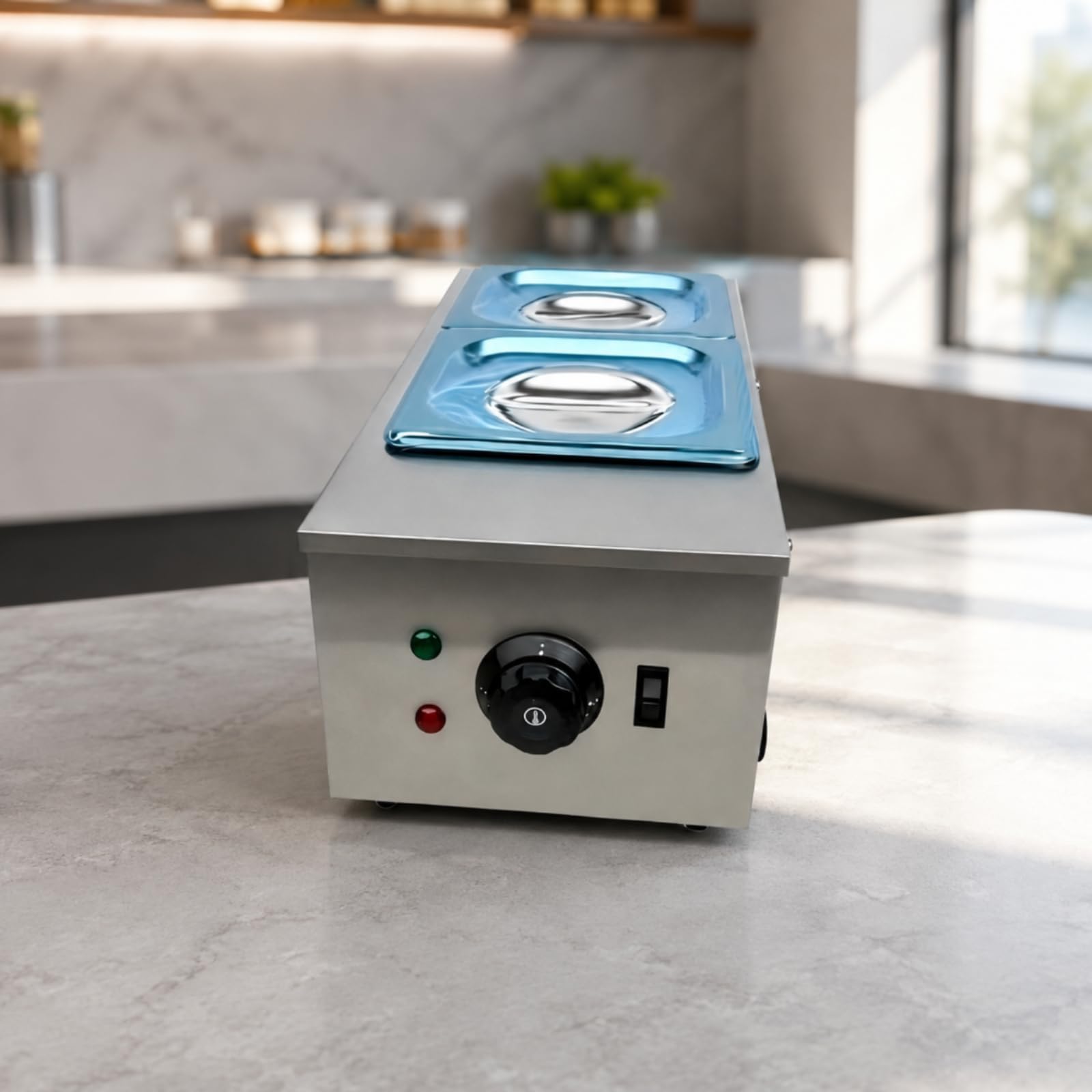 Elektrische Schokoladenschmelzmaschine präzise Temperaturregelung Schokoladenschmelzmaschine abnehmbare Behälter für Konditoren, Bäckerei, Theke, 2 Tank