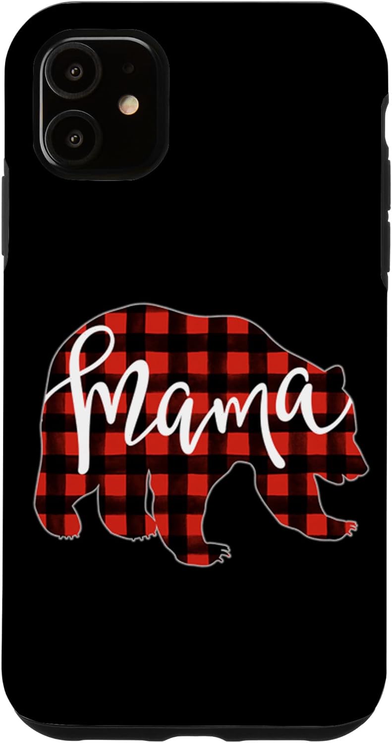 Red Buffalo Plaid Check Mama Bear Cute Trendy Popular Quote Case for iPhone 11 Pro