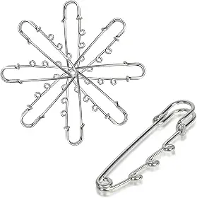 EQUIJUANCE 5 cm, pacote com 25 pinos de segurança grandes, broche de metal com 3 voltas para decoração de berloques, artesanato (25, prata)