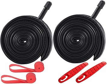 2-Pack 20x1.75/2.125 Bike Inner Tubes Schrader Valve 48mm 20" Tubes Plus 2 Bike Tire Strips Compatible with 20x1.75 20x1.9 20x1.95 20x2.0 20x2.125 Bicycle Tubes