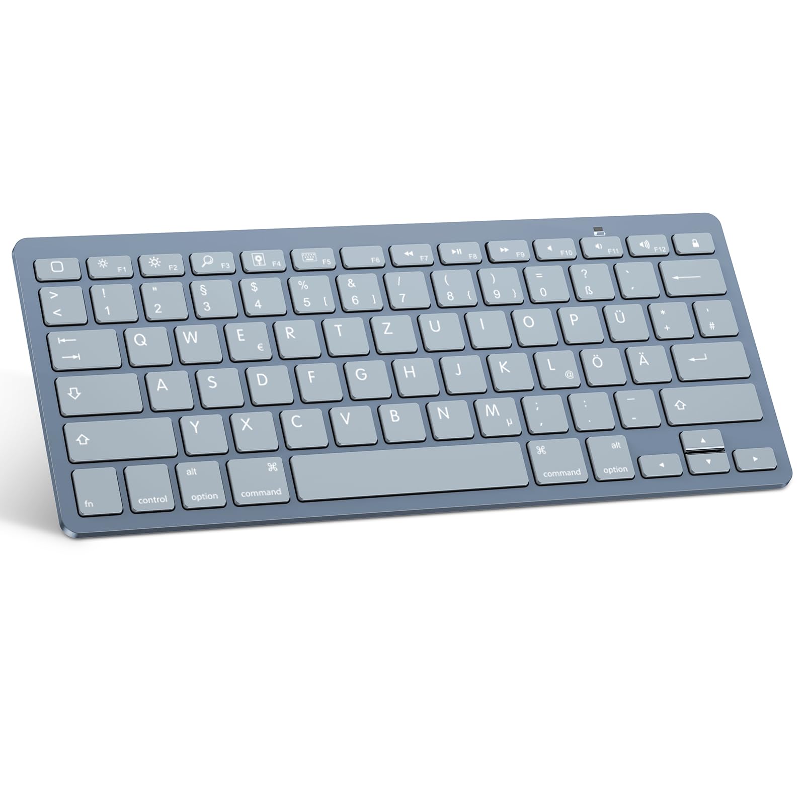 OMOTON deutsche Bluetooth Tastatur für iPad 10.9/10.2/9.7, Air 6/5/4/3, Pro 13/12.9/11/10.5 und iPhone 17/17 Pro, iPad Tastatur mit QWERTZ Layout, Tragbare Kabellose, Hellblau